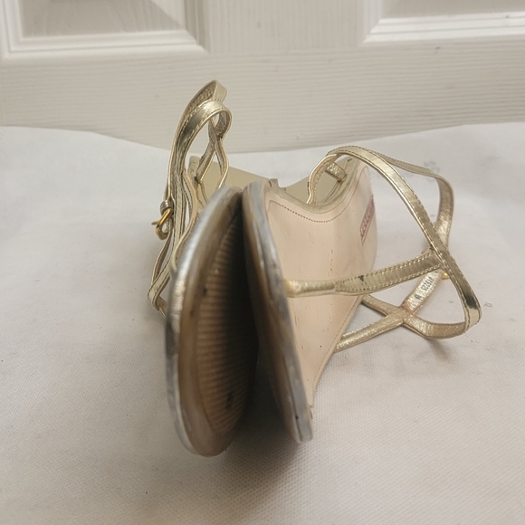 Prada gold T strap sandals with small wedge size 39 - Picture 10 of 15